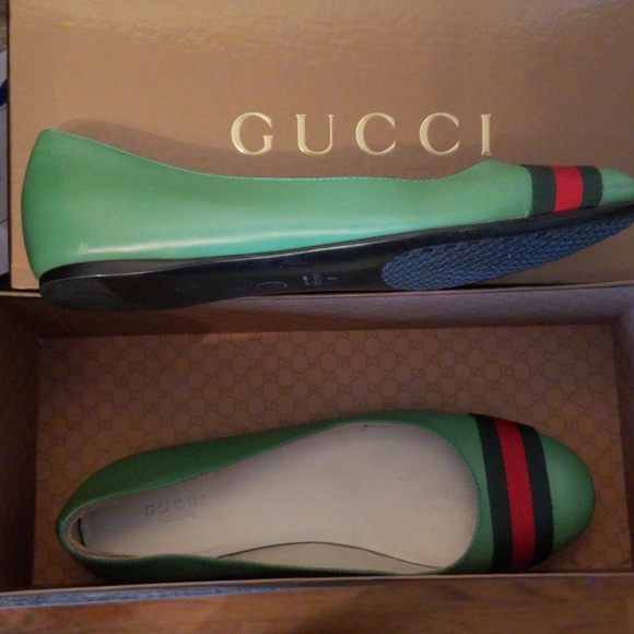 Gucci green striped flats - Picture 5 of 6